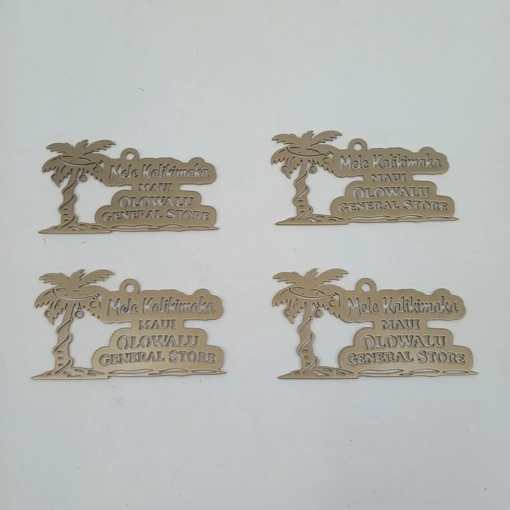 Set of 4 Maui Hawaii Olowalu General Store Brass Metal Souvenir Ornaments
